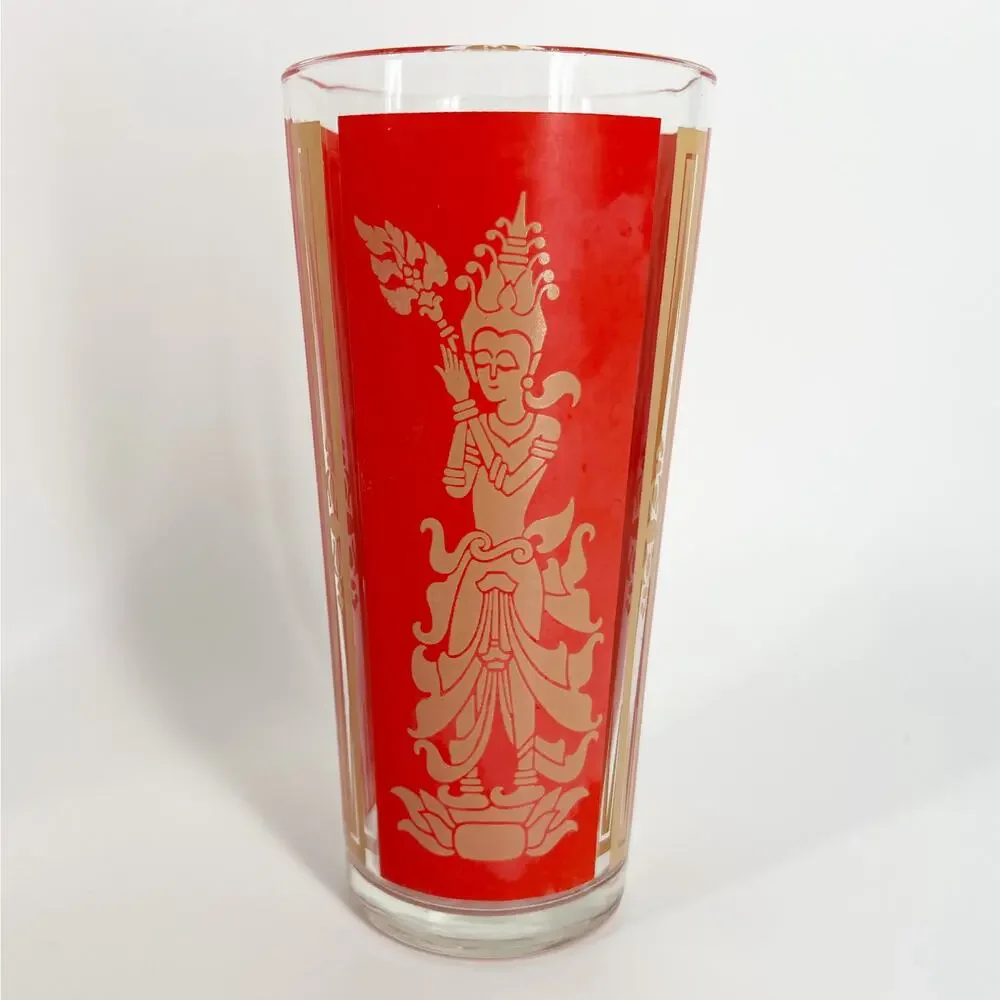 60s highball glasses set of 5 Culver Mandalay Thai Princess 1960s vintage